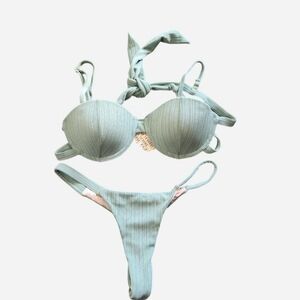 La Bamba NWT Mint Green Ribbed Bikini Size M